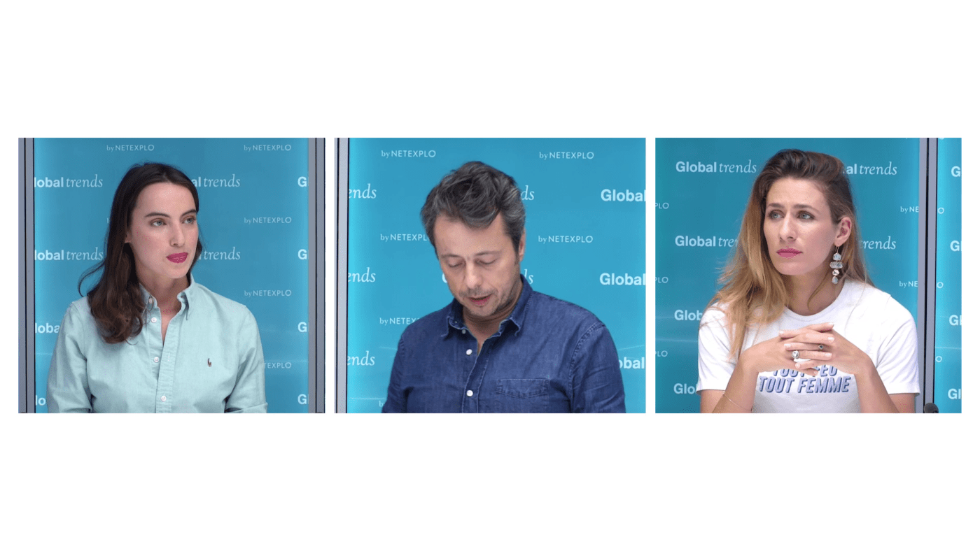exemple d'une réalisation avec trois intervenants triptyqueen plan large au studio vidéo le 264 à paris 8